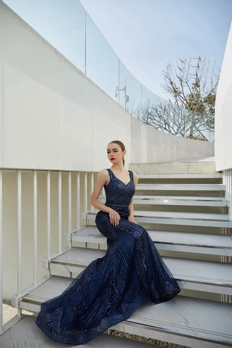 Satin V-Neck Formal Gown