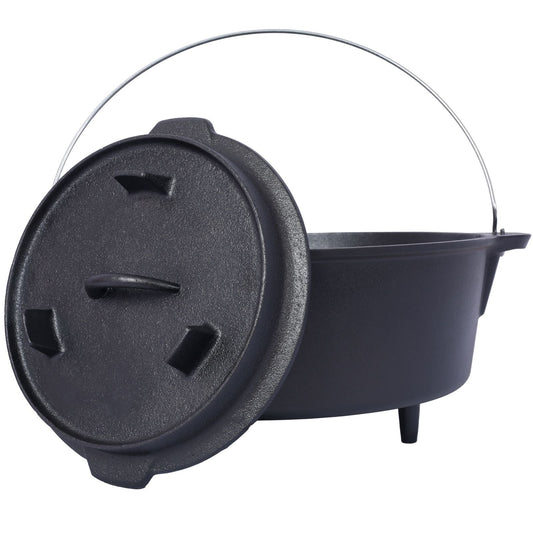 Outdoor Camping Deep Pot for Cooking, Barbecue, and Baking Over Campfire with Leg Base